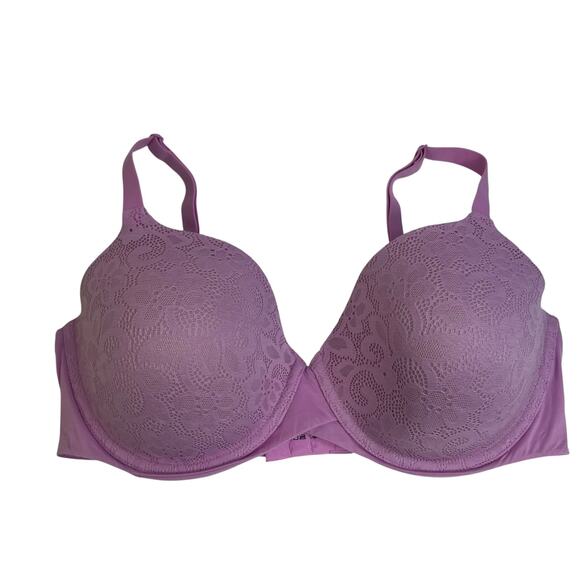 Maidenform 36D Bra Demi T-Shirt Purple Lace Lightly Padded Underwire DM7543 - Picture 2 of 16
